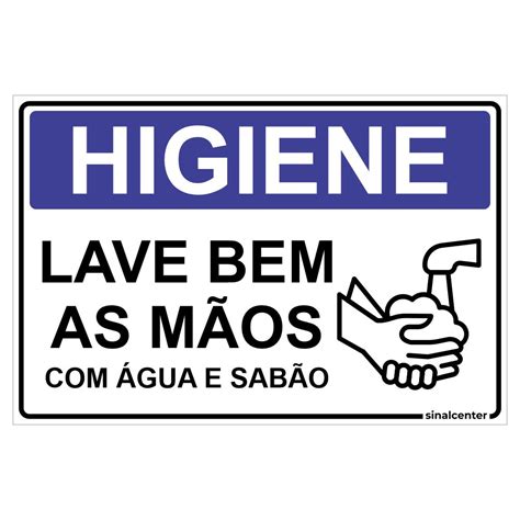 Placa Higiene Lave Bem As M Os Gua E Sab O