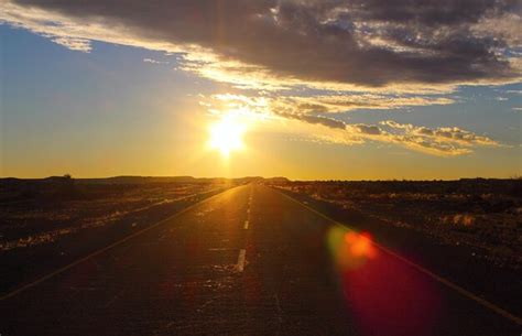 Premium Photo | Sunset sky and road in the desert