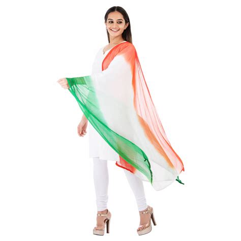 Tri Color Tiranga Chiffon Dupatta Indian Flag Colors Dupatta Etsy UK