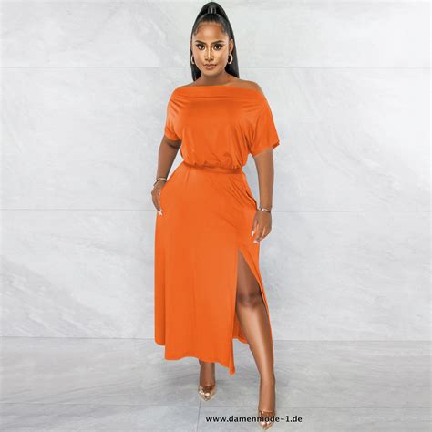 Neuheiten Damen Maxikleid Sommer In Orange Damenmode