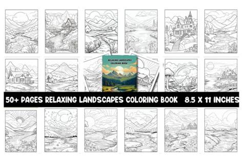 Relaxing Landscapes Coloring Pages Graphic By Aylani Emilia