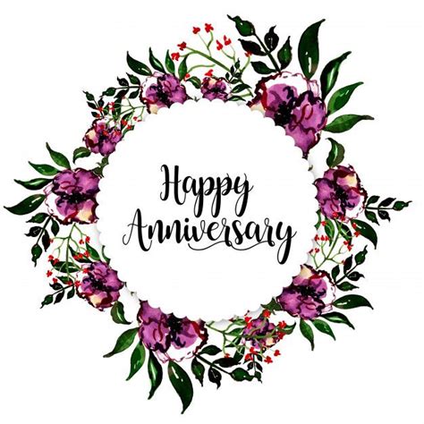 Watercolor Floral Wedding Anniversary Frame Free Vector Happy Wedding