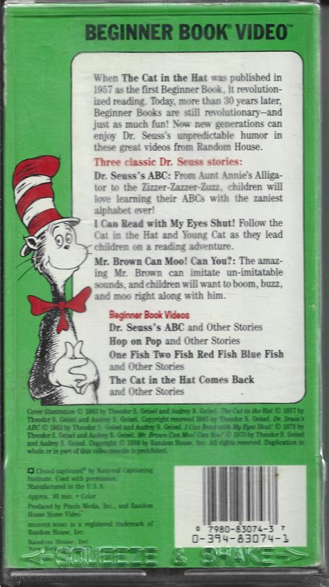 Dr Seusss Abc Video Vhs Cassette With I Can Read With My Etsy