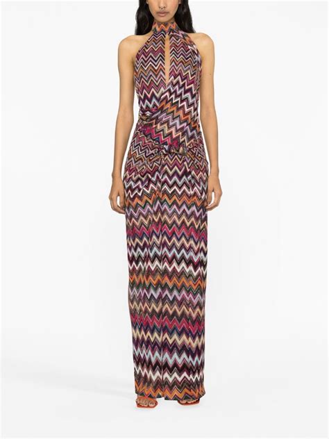 Missoni Zigzag Print Halterneck Maxi Dress Farfetch