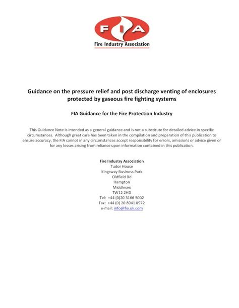 Pdf Guidance Pressure Relief And Post Discharge Venting Of