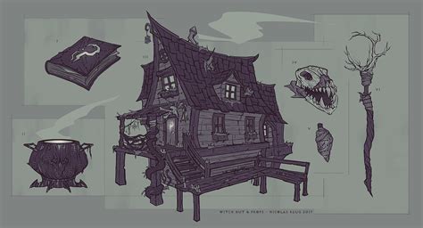 Artstation Witch Hut Nicolas Klug Witch Hut Cabin Art Witch Cottage