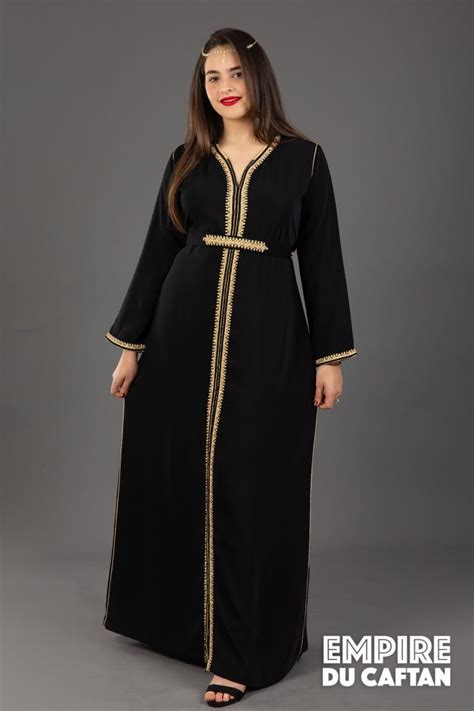 Caftan Noir Marocain Perl E La Main Par Empire Du Caftan