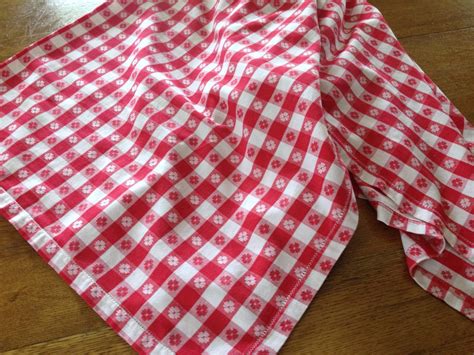 Vintage Red White Gingham Checked Tablecloth Picnic Woven Etsy