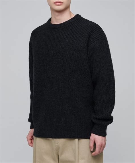 MUSINSA MUSINSA STANDARD Alpaca Ribbed Crew Neck Knit Black