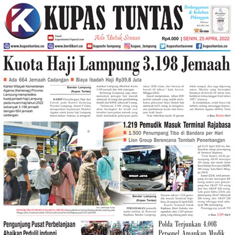 Kupas Tuntas Surat Kabar Harian Kupas Tuntas Edisi Senin 25 April 2022