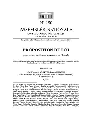 Remplissable En Ligne Energie N Assembl E Nationale Proposition