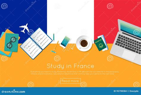 Study In France Concept For Your Web Banner Or Stock Vector