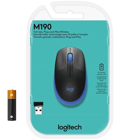 Mouse Logitech M190 Inalámbrico Óptico USB Azul 910 005903