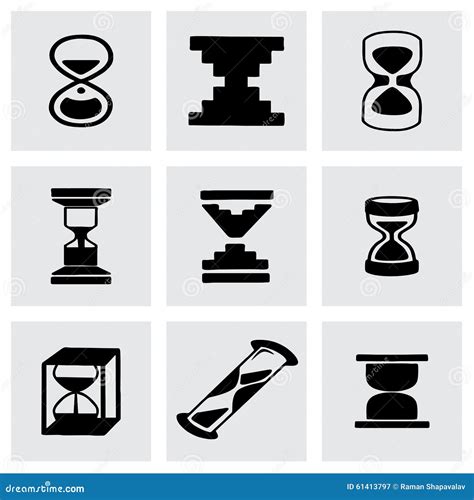 Set Of Vector Hourglass Icon Collection Sand Clocks For Sprite Sheet Animation Vintage