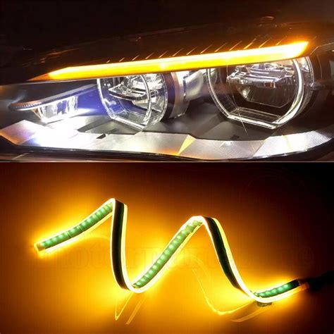 X Led Drl Light Amber Sequential Flexible Turn Signal Strip Headlight