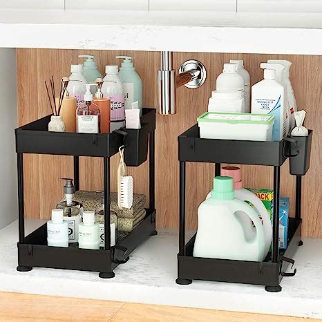 Vtopmart 2 Pack Under Sink Organizer For Bathroom And Kitchen 2 Tier