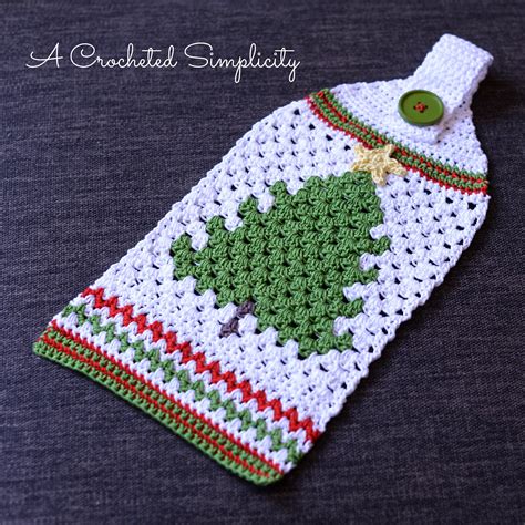 Crochet Pattern Retro Christmas Tree Kitchen Towel Christmas Etsy