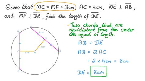 Question Video Finding A Missing Length Using Equidistant Chords From