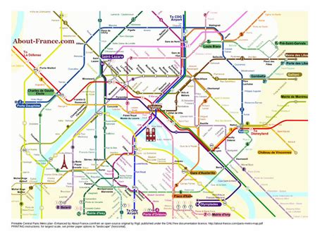 (PDF) Printable Central Paris Metro plan -Enhanced by About ... Central ...