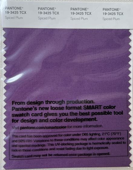 Pantone Tcx Cotton Swatch Card 19 3438 Tcx Bright Violet