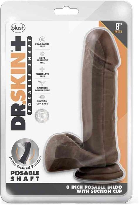 DR SKIN PLUS 8 INCH POSABLE DILDO WITH BALLS CHOCOLATE Bol