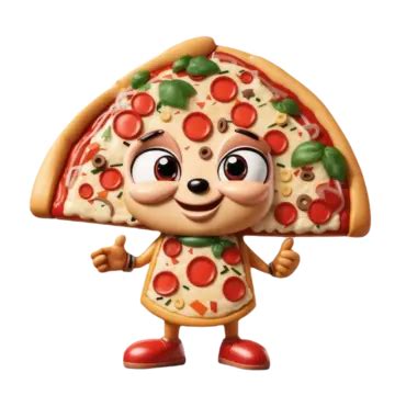 Personaje De Dibujos Animados De Pizza Sobre Fondo Blanco Renderizado