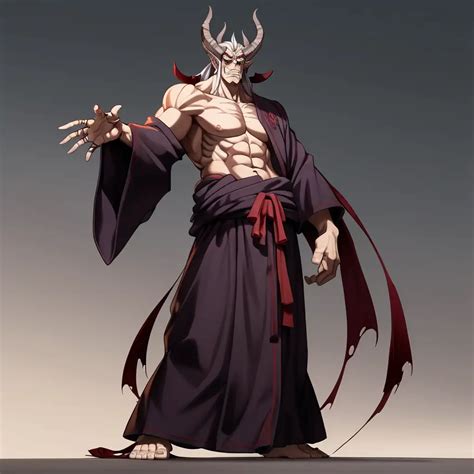 Powerful Anime Demon Father Ancient Robed Figure In Commanding Pose