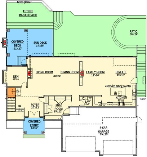 Bed Traditional House Plan With Spacious Outdoor Living Sq Ft