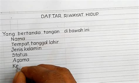 contoh daftar riwayat hidup tulis tangan  baik  benar