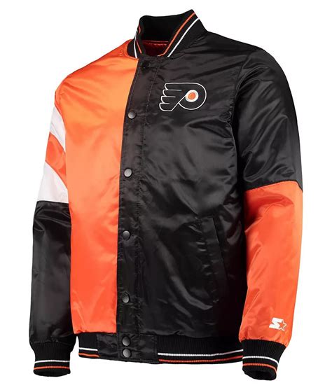 Varsity Starter Philadelphia Flyers Leader Black And Orange Satin