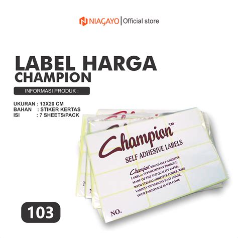 Label Stiker Harga Dan Nama Undangan Champion No 99 No 103 No 112 Isi 7