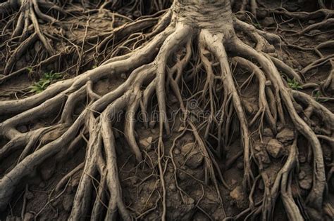 Tree Roots Extending In All Directions From A Tree Generative AI