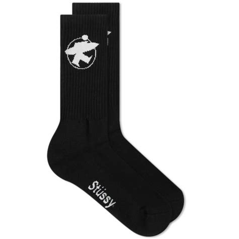 Stussy Surfman Crew Sock Black And White End Us