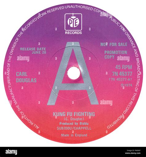 UK 45 rpm promotional 7" single label of Kung Fu Fighting by Carl ...