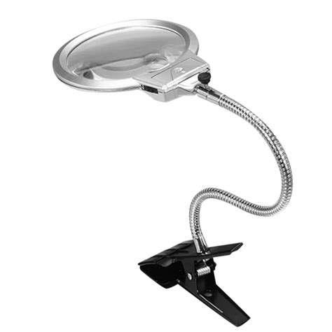 Clip On Desktop Illuminated Magnifier Magnifying Glass Reading Loupe