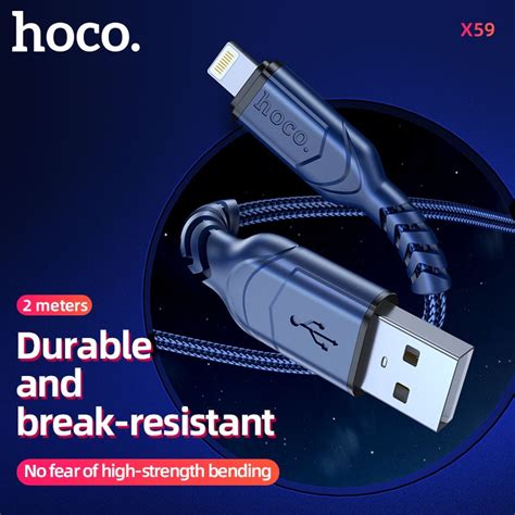 HOCO X59 Cable USB To Lighting Anti Bending 2M Blue