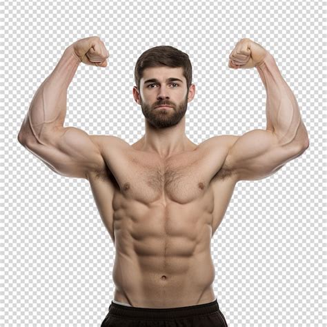 Premium Psd Male Athlete Flexing Muscle Isolated On Transparent