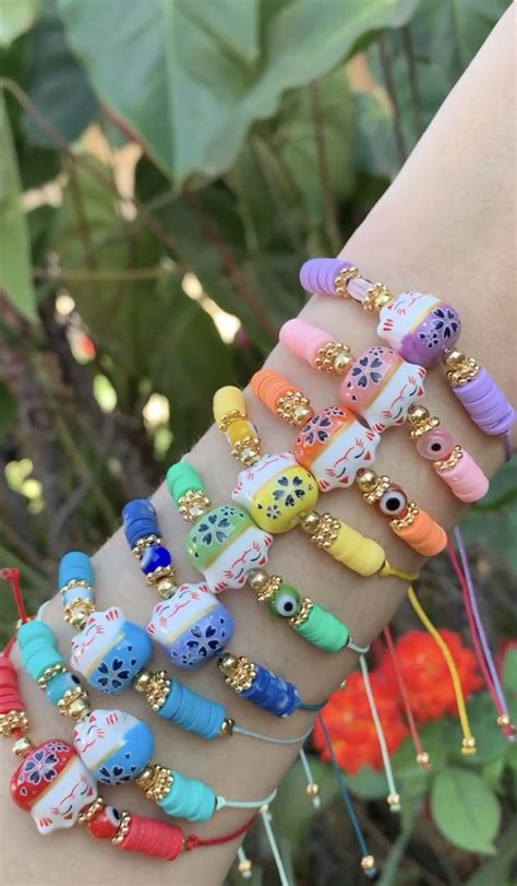 Pulseras Colores Gato Chino De La Buena Suerte Con Ojo Turco Pulsera