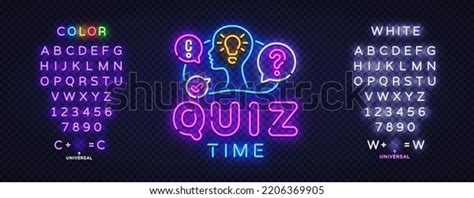 Quiz Time Neon Sign Vector Quiz Stock Vector Royalty Free 2206369905