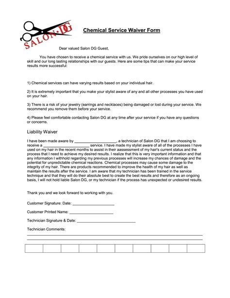 Salon Consent Form Template