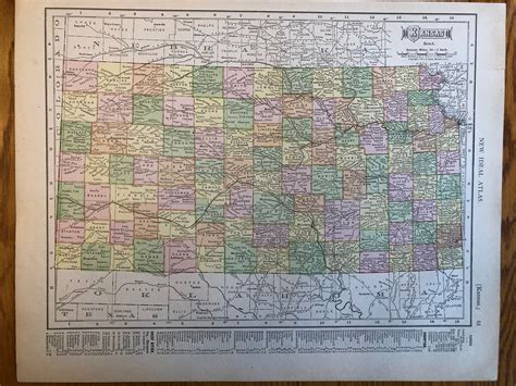 1911 Kansas Map Rand Mcnally New Ideal State County Survey Etsy