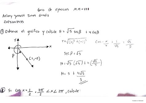 Guia De Ejercicios Antony Torres Geometr A Y Trigonometr A Studocu