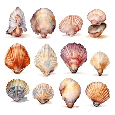 Premium Photo Watercolor Colorful Illustration Artwork Seashells