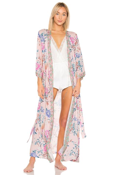 Homebodii Long Boho Robe In Blush Floral Revolve