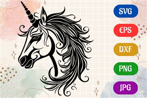 Unicorn Svg Eps Dxf Png  Silhouette Graphic By Creative Oasis