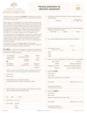 Fillable Online 80 Personal Particulars For Character Assessment E