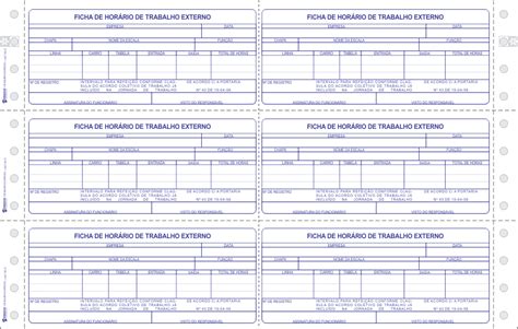 Ficha De Hor Rio De Trabalho Externo Formidan Formul Rio Cont Nuo