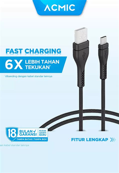 Jual ACMIC ACMIC GC100 Braided Line 100cm Kabel Data Fast Charging USB