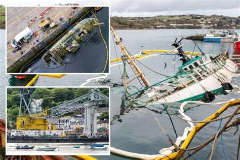 Dramatic Images Show Ship Being Pulled By Crane From Cork Harbour After