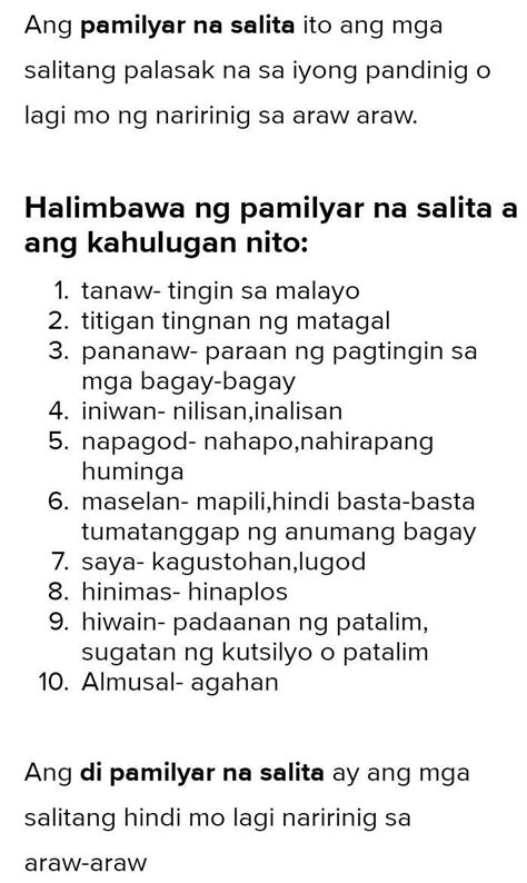 Halimbawa Ng Di Pamilyar Na Salita At Kahulugan Nito Porn Sex Picture